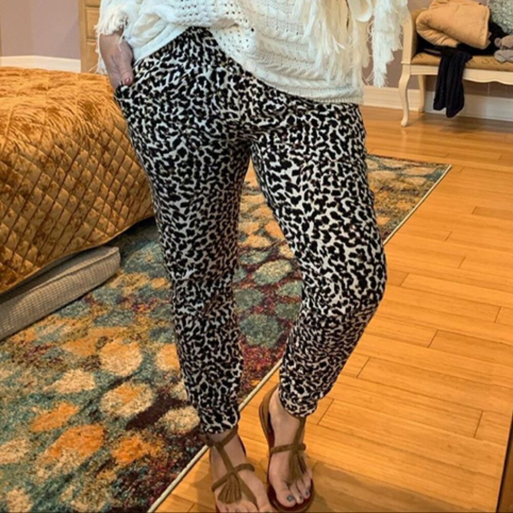 Cabi Pivot Spotted Jogger Pants Leopard Print French Terry Lounge Joggers sz Sm‎